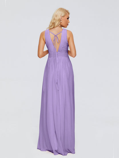Juliana A-line V Neck Straps Chiffon Bridesmaid Dresses With Pockets