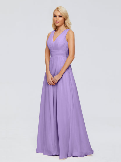 Juliana A-line V Neck Straps Chiffon Bridesmaid Dresses With Pockets