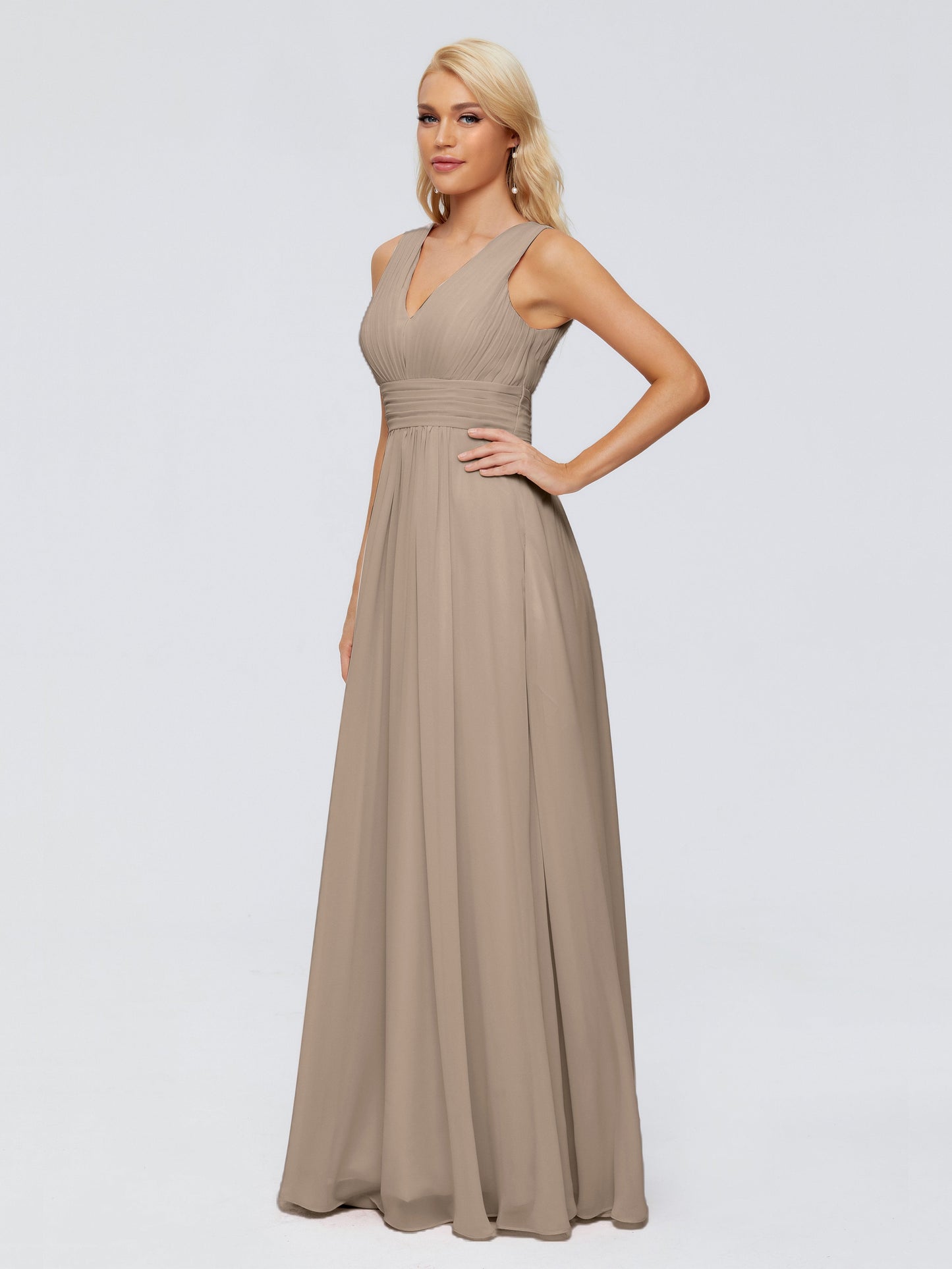 Juliana A-line V Neck Straps Chiffon Bridesmaid Dresses With Pockets