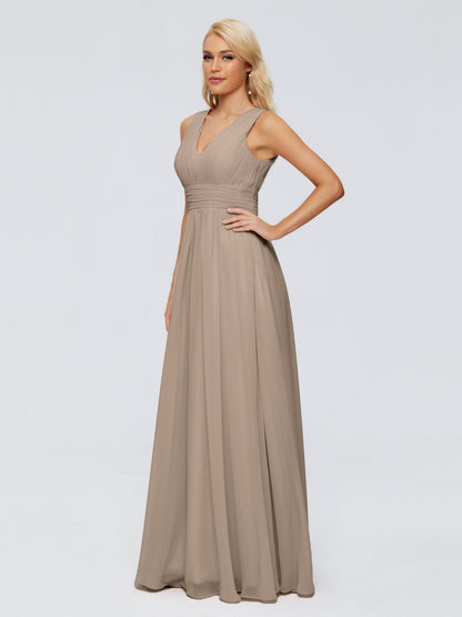 Juliana A-line V Neck Straps Chiffon Bridesmaid Dresses With Pockets