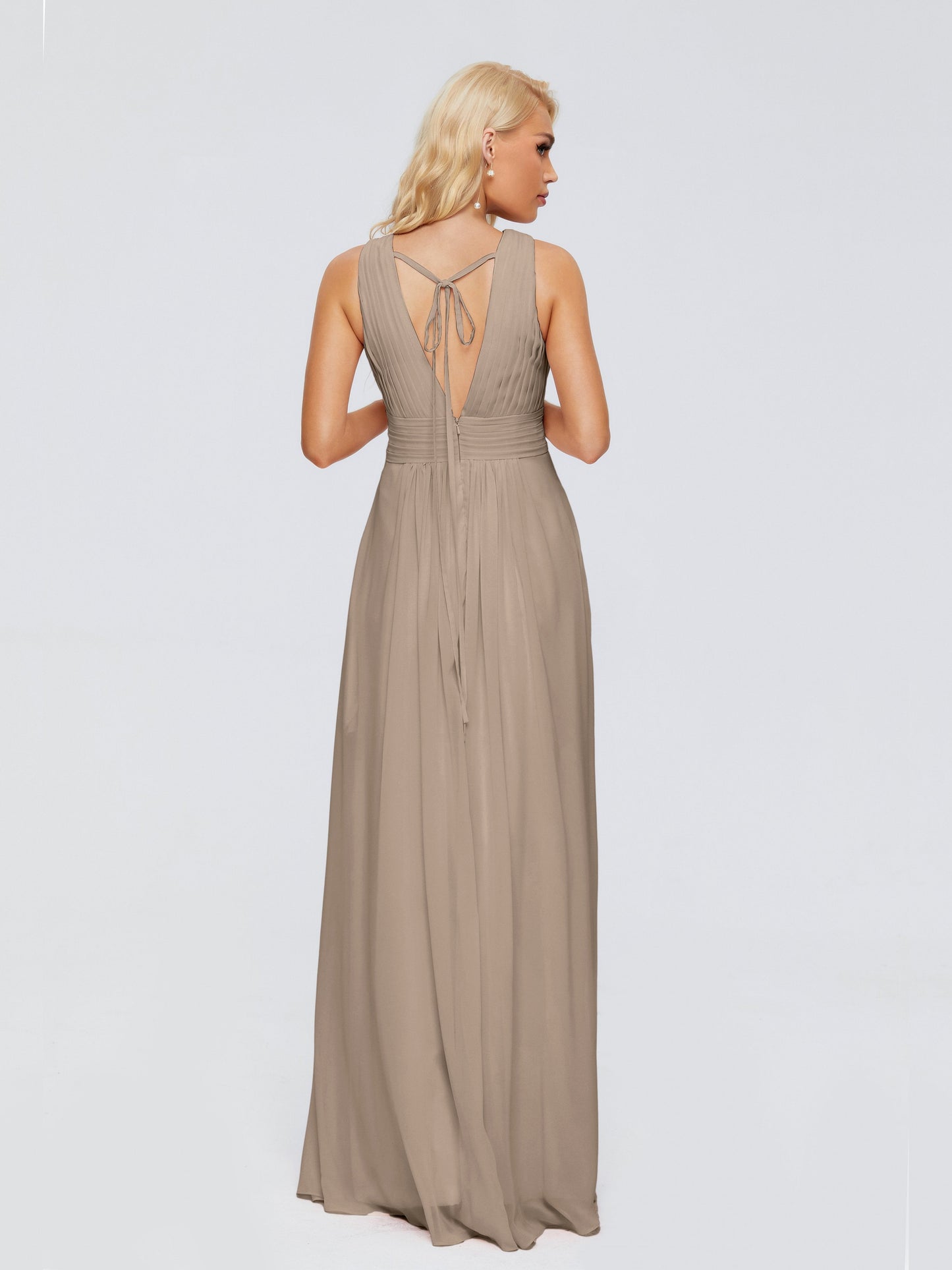 Juliana A-line V Neck Straps Chiffon Bridesmaid Dresses With Pockets