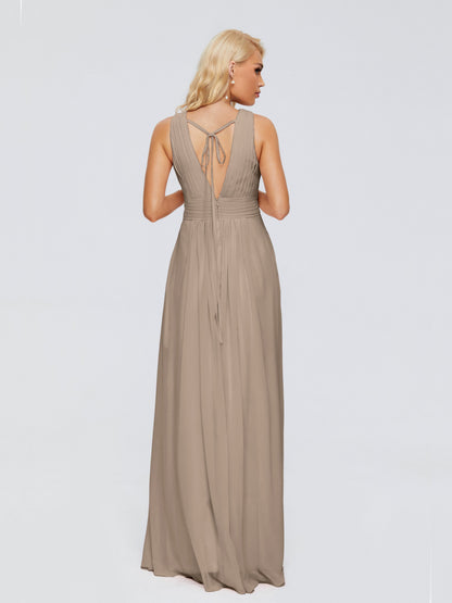 Juliana A-line V Neck Straps Chiffon Bridesmaid Dresses With Pockets