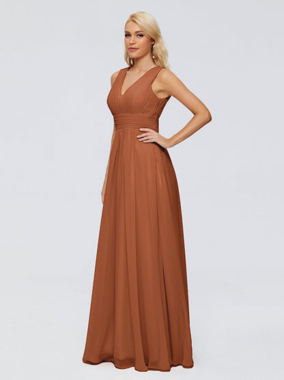 Juliana A-line V Neck Straps Chiffon Bridesmaid Dresses With Pockets
