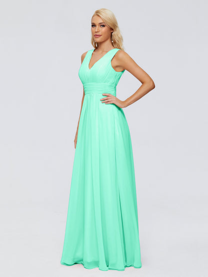 Juliana A-line V Neck Straps Chiffon Bridesmaid Dresses With Pockets