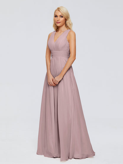 Juliana A-line V Neck Straps Chiffon Bridesmaid Dresses With Pockets