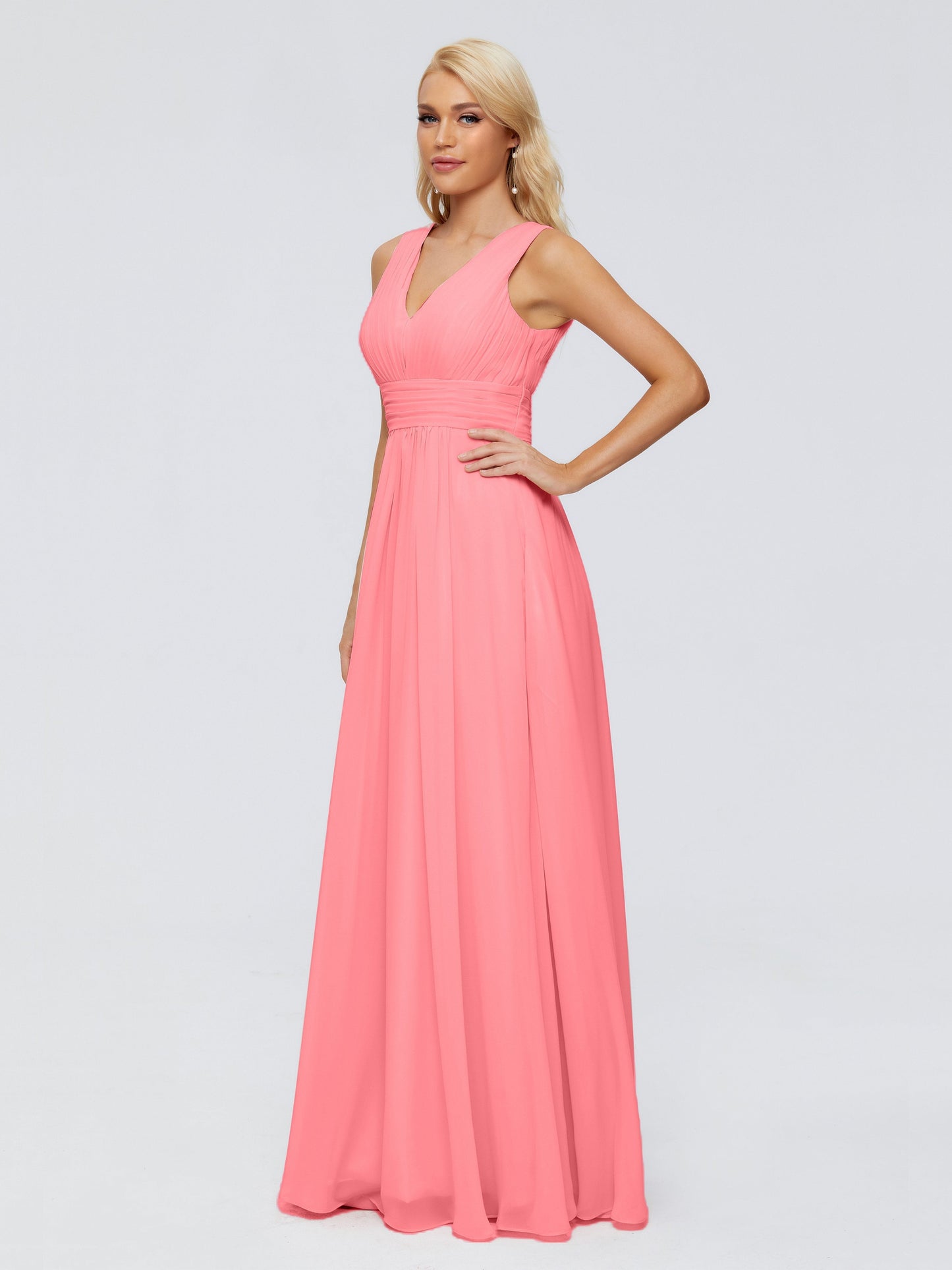 Juliana A-line V Neck Straps Chiffon Bridesmaid Dresses With Pockets