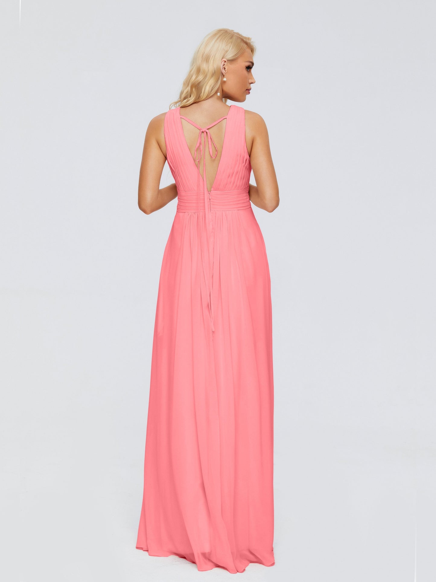 Juliana A-line V Neck Straps Chiffon Bridesmaid Dresses With Pockets