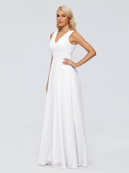 Juliana A-line V Neck Straps Chiffon Bridesmaid Dresses With Pockets