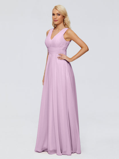 Juliana A-line V Neck Straps Chiffon Bridesmaid Dresses With Pockets