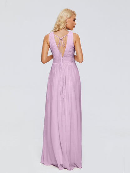 Juliana A-line V Neck Straps Chiffon Bridesmaid Dresses With Pockets