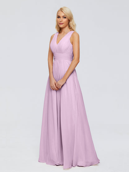 Juliana A-line V Neck Straps Chiffon Bridesmaid Dresses With Pockets