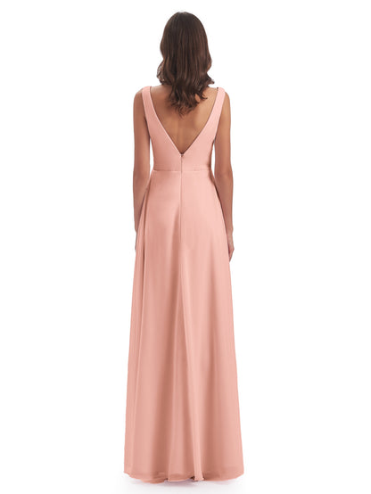 Jurnee Floor Length V-neck Ruched Chiffon Bridesmaid Dresses