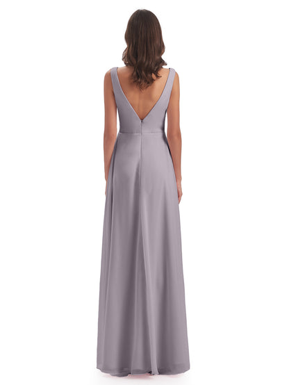 Jurnee Floor Length V-neck Ruched Chiffon Bridesmaid Dresses