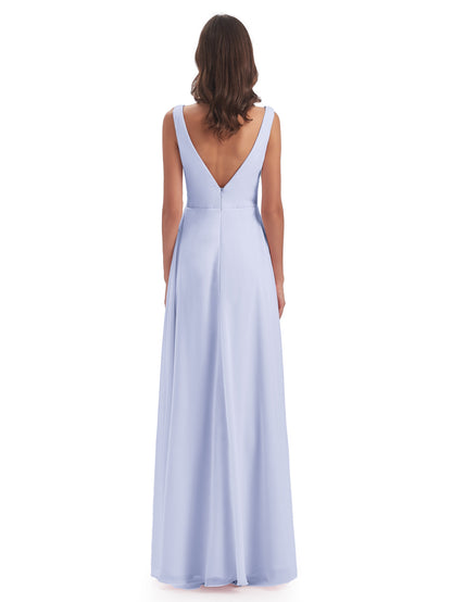 Jurnee Floor Length V-neck Ruched Chiffon Bridesmaid Dresses