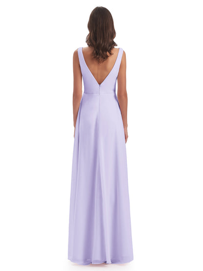 Jurnee Floor Length V-neck Ruched Chiffon Bridesmaid Dresses