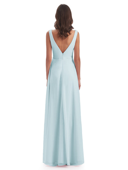 Jurnee Floor Length V-neck Ruched Chiffon Bridesmaid Dresses