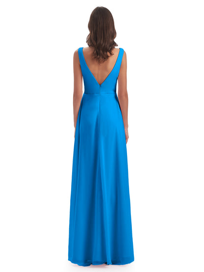 Jurnee Floor Length V-neck Ruched Chiffon Bridesmaid Dresses