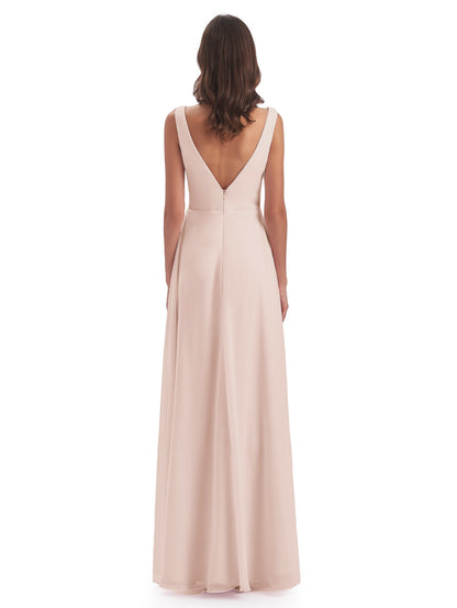 Jurnee Floor Length V-neck Ruched Chiffon Bridesmaid Dresses