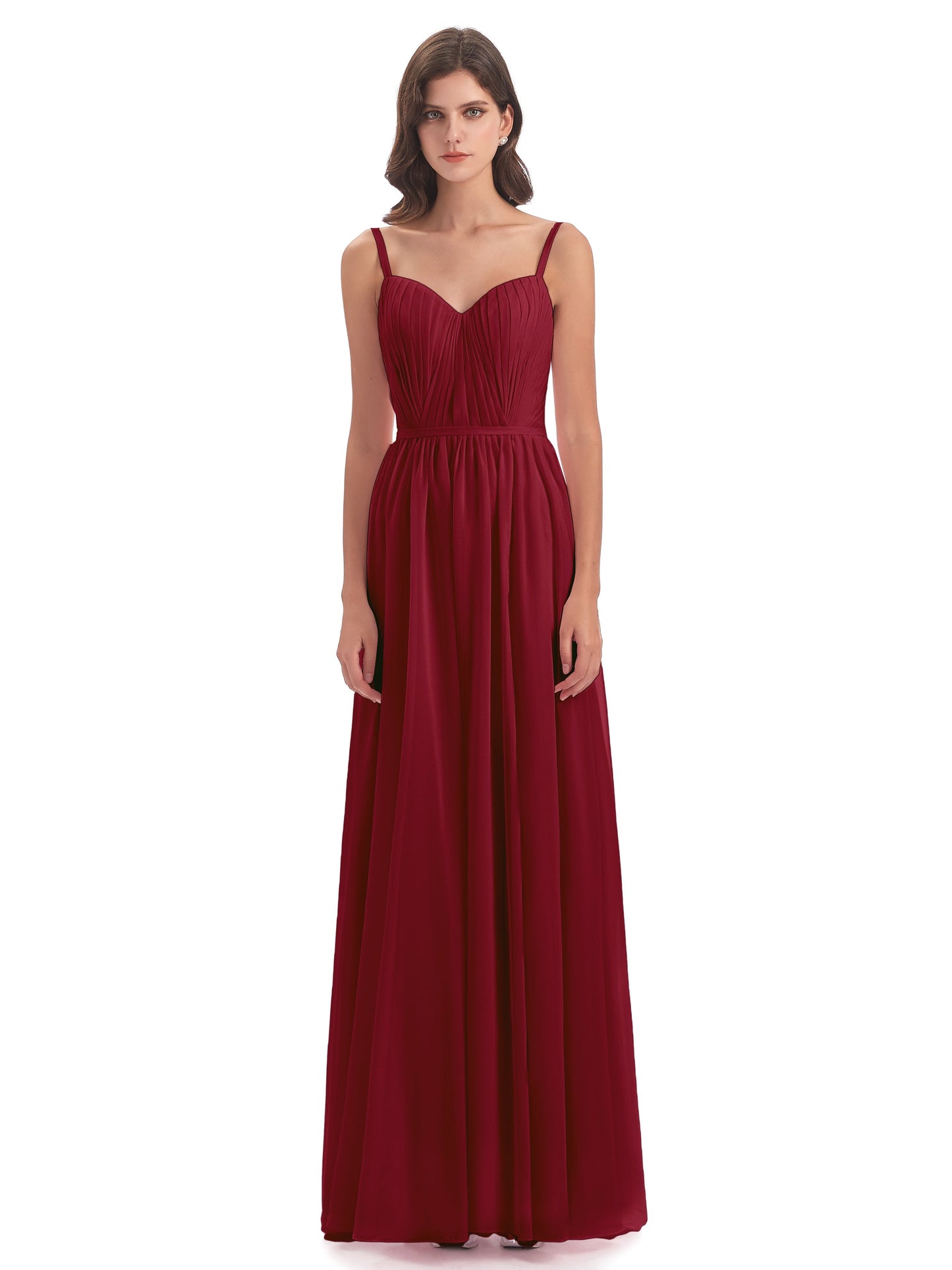 Kiana Spaghetti Straps Open Back Split Chiffon Long Bridesmaid Dresses