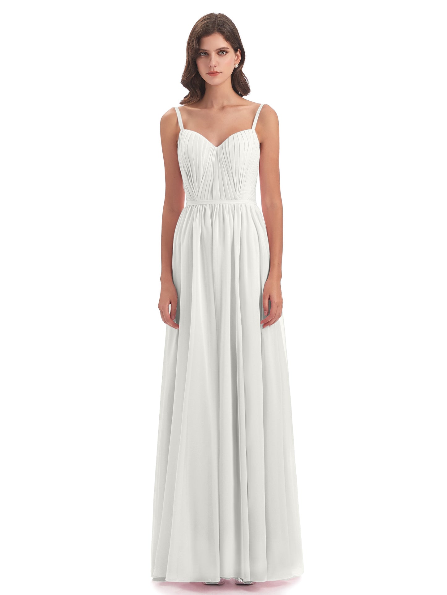 Kiana Spaghetti Straps Open Back Split Chiffon Long Bridesmaid Dresses