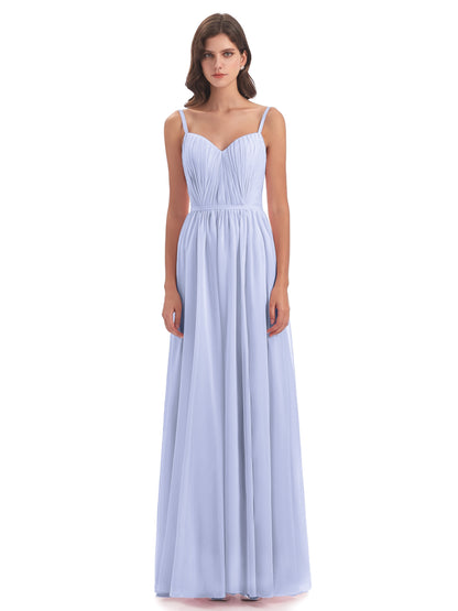 Kiana Spaghetti Straps Open Back Split Chiffon Long Bridesmaid Dresses
