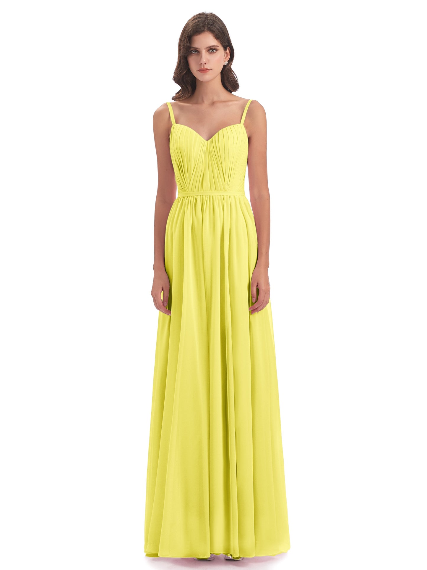 Kiana Spaghetti Straps Open Back Split Chiffon Long Bridesmaid Dresses
