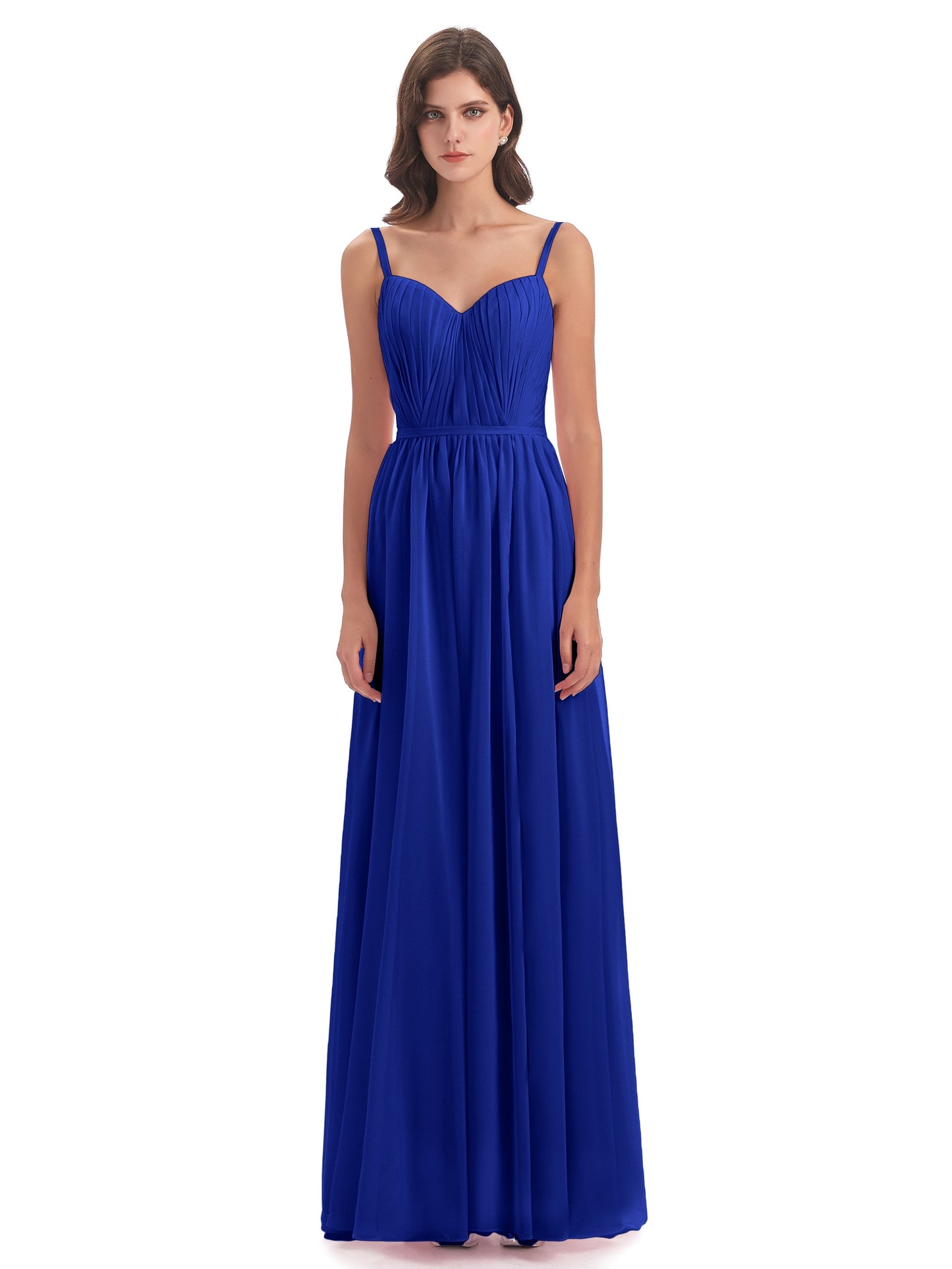 Kiana Spaghetti Straps Open Back Split Chiffon Long Bridesmaid Dresses