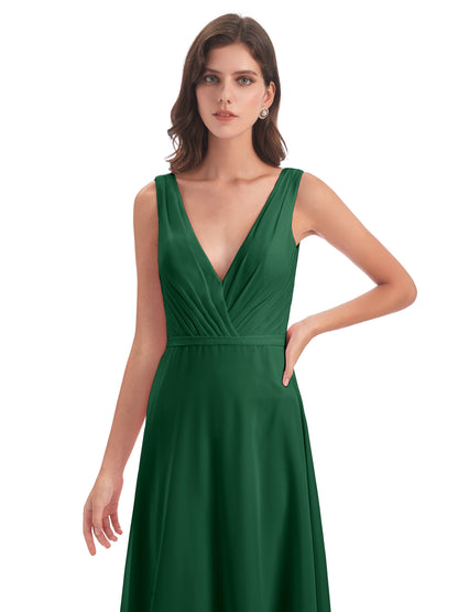 Kristina Sheath Floor Length V-Neck Chiffon Bridesmaid Dresses