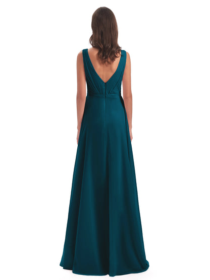 Kristina Sheath Floor Length V-Neck Chiffon Bridesmaid Dresses