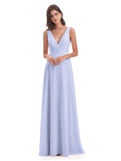 Kristina Sheath Floor Length V-Neck Chiffon Bridesmaid Dresses