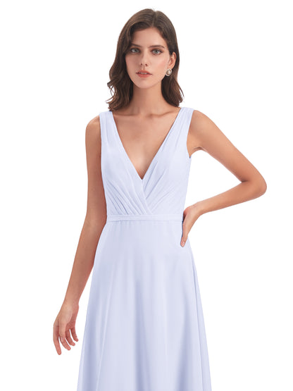 Kristina Sheath Floor Length V-Neck Chiffon Bridesmaid Dresses
