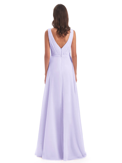 Kristina Sheath Floor Length V-Neck Chiffon Bridesmaid Dresses