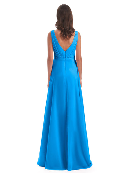 Kristina Sheath Floor Length V-Neck Chiffon Bridesmaid Dresses
