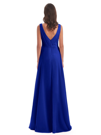 Kristina Sheath Floor Length V-Neck Chiffon Bridesmaid Dresses