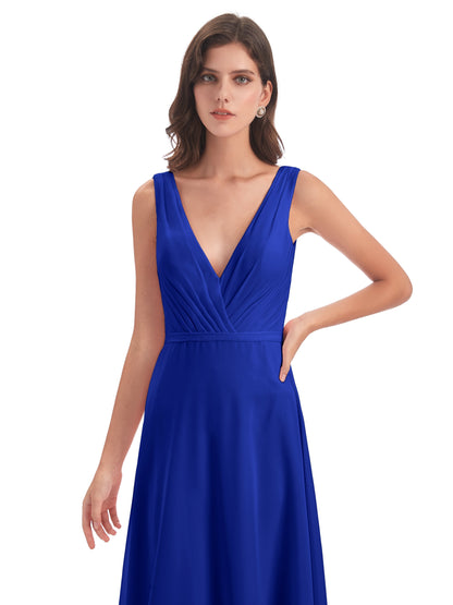 Kristina Sheath Floor Length V-Neck Chiffon Bridesmaid Dresses