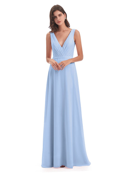 Kristina Sheath Floor Length V-Neck Chiffon Bridesmaid Dresses
