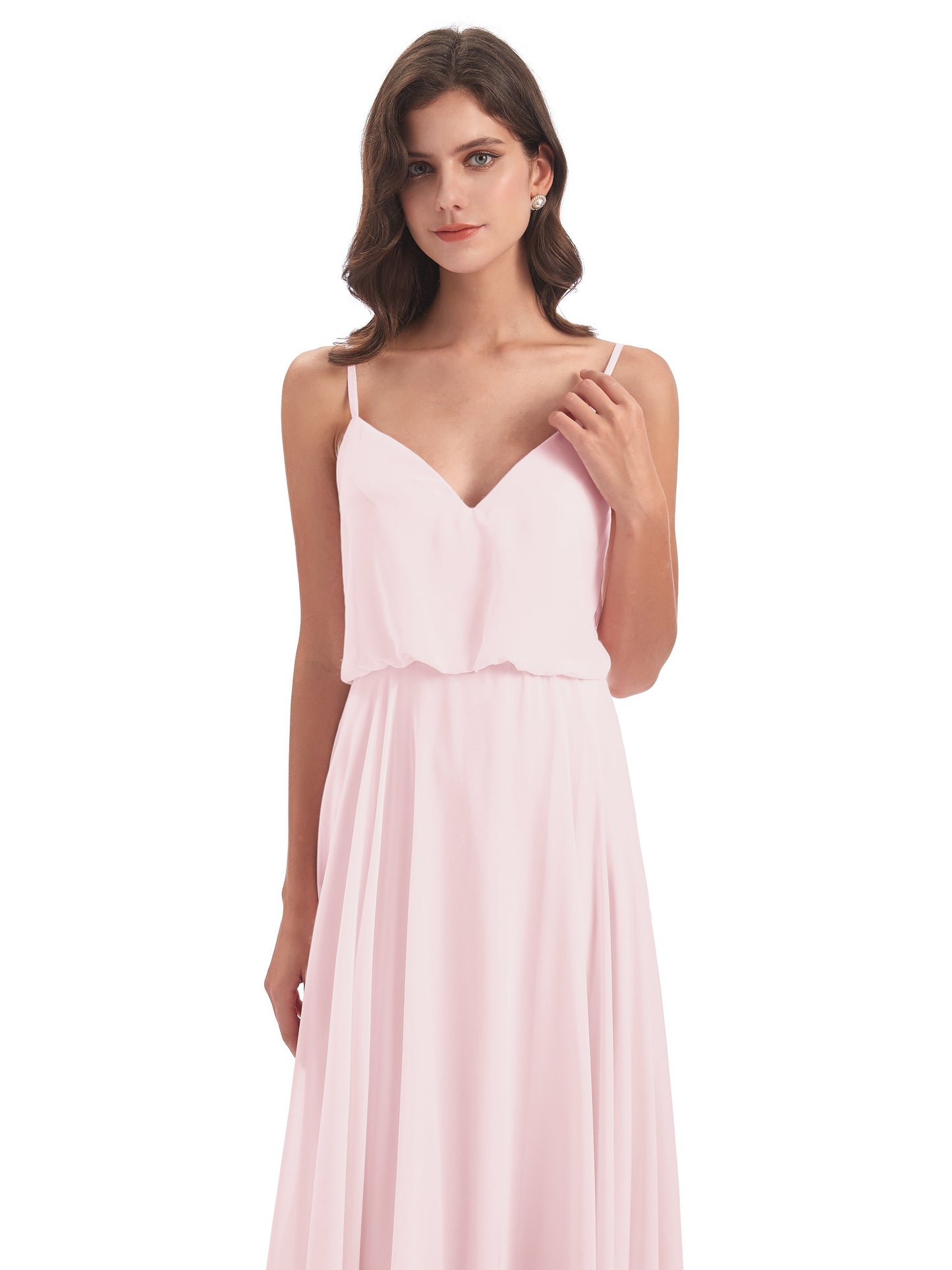 Leah Floor Length Spaghetti Straps Chiffon Bridesmaid Dresses