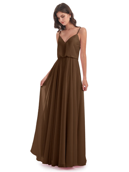 Leah Floor Length Spaghetti Straps Chiffon Bridesmaid Dresses