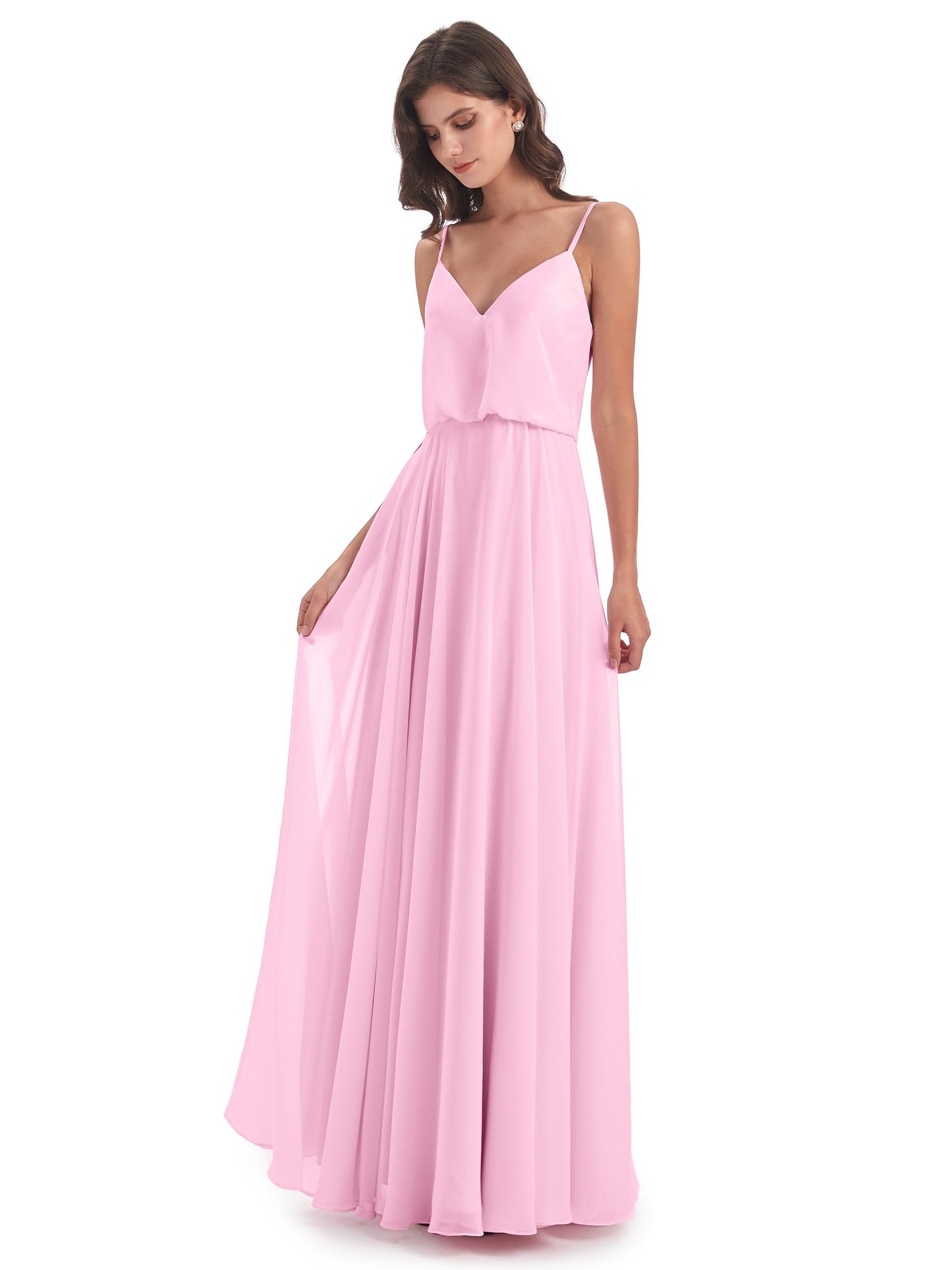 Leah Floor Length Spaghetti Straps Chiffon Bridesmaid Dresses