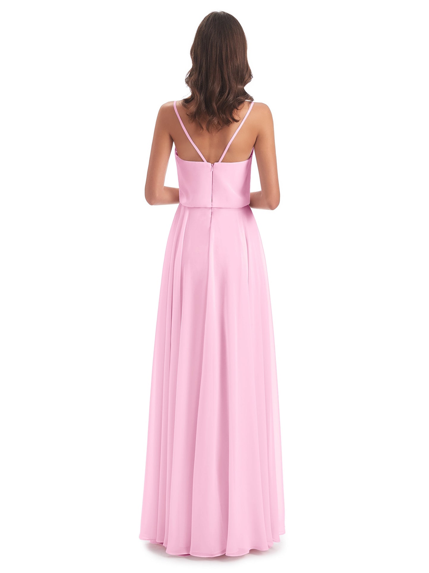 Leah Floor Length Spaghetti Straps Chiffon Bridesmaid Dresses