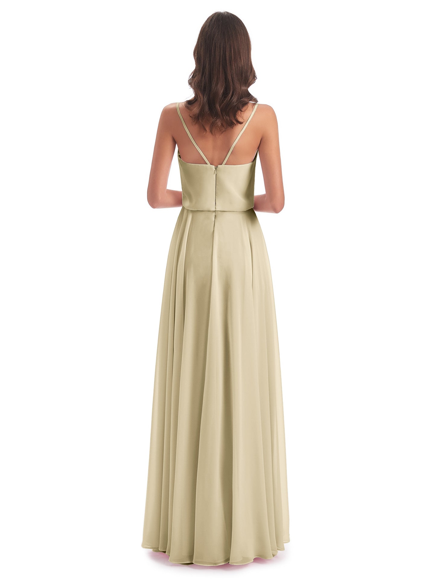 Leah Floor Length Spaghetti Straps Chiffon Bridesmaid Dresses