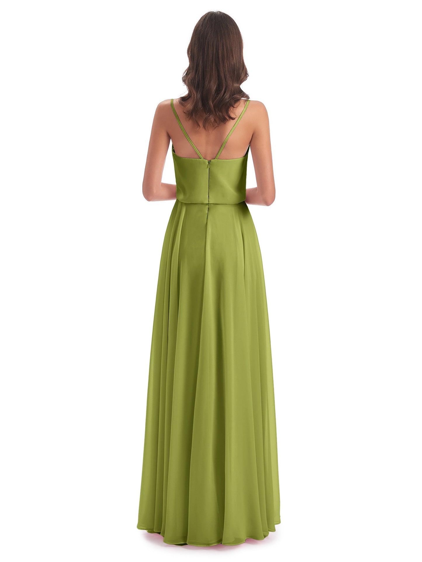 Leah Floor Length Spaghetti Straps Chiffon Bridesmaid Dresses