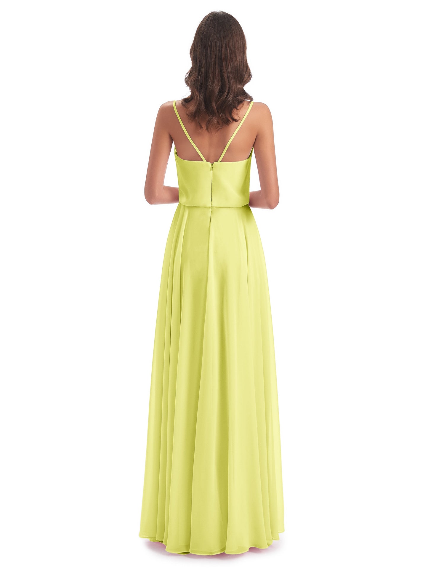 Leah Floor Length Spaghetti Straps Chiffon Bridesmaid Dresses