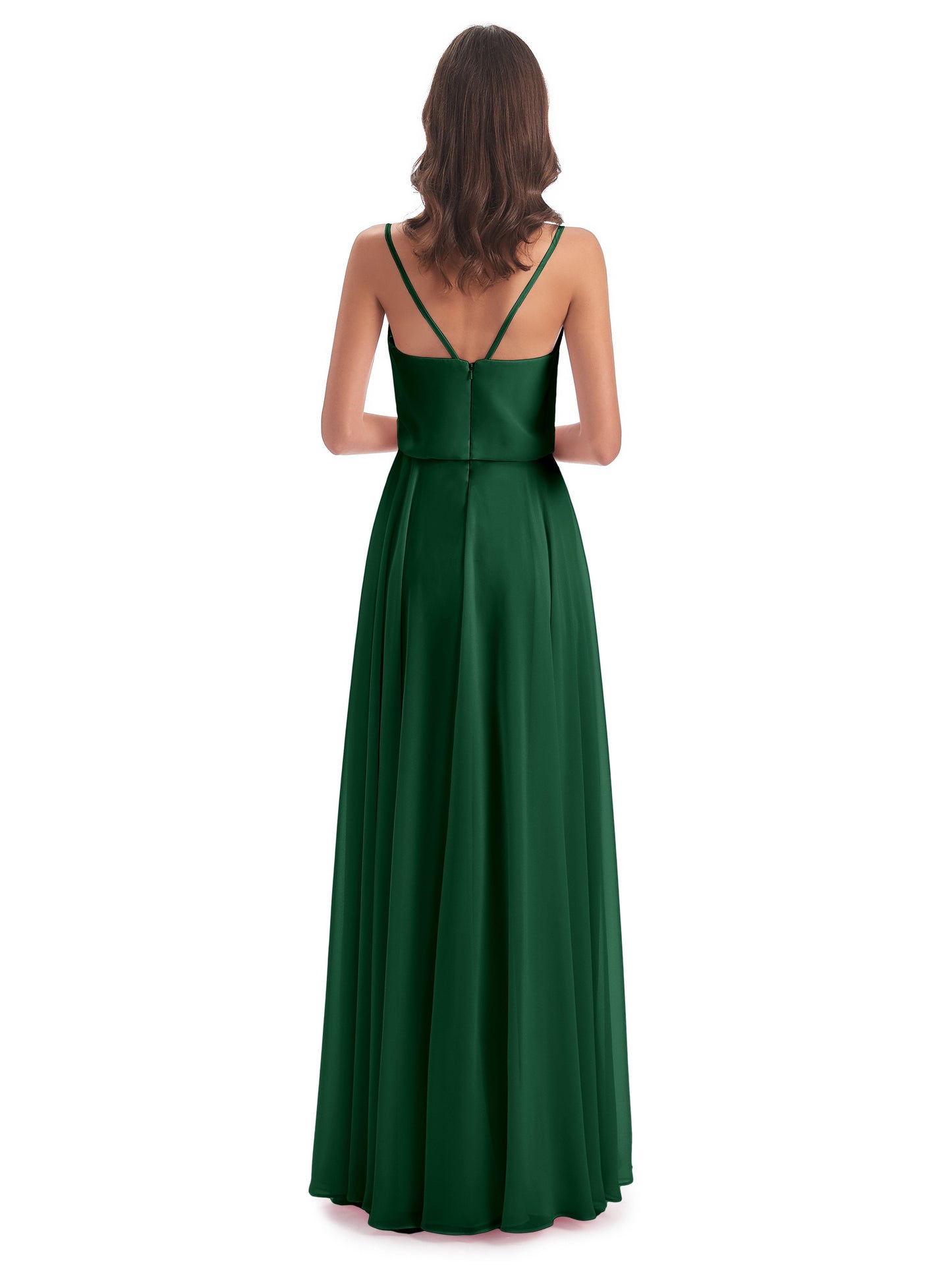 Leah Floor Length Spaghetti Straps Chiffon Bridesmaid Dresses