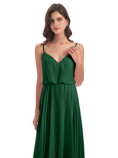 Leah Floor Length Spaghetti Straps Chiffon Bridesmaid Dresses