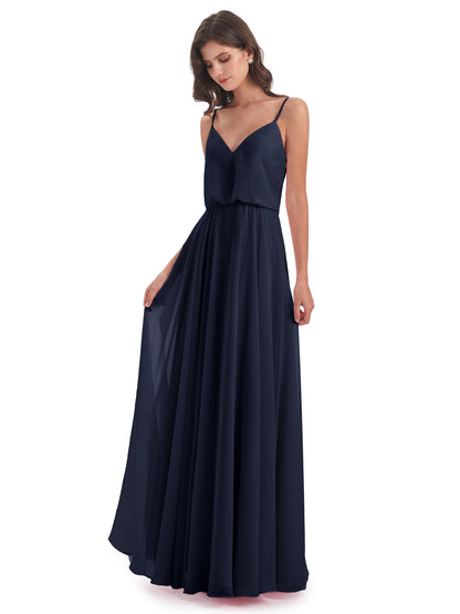 Leah Floor Length Spaghetti Straps Chiffon Bridesmaid Dresses