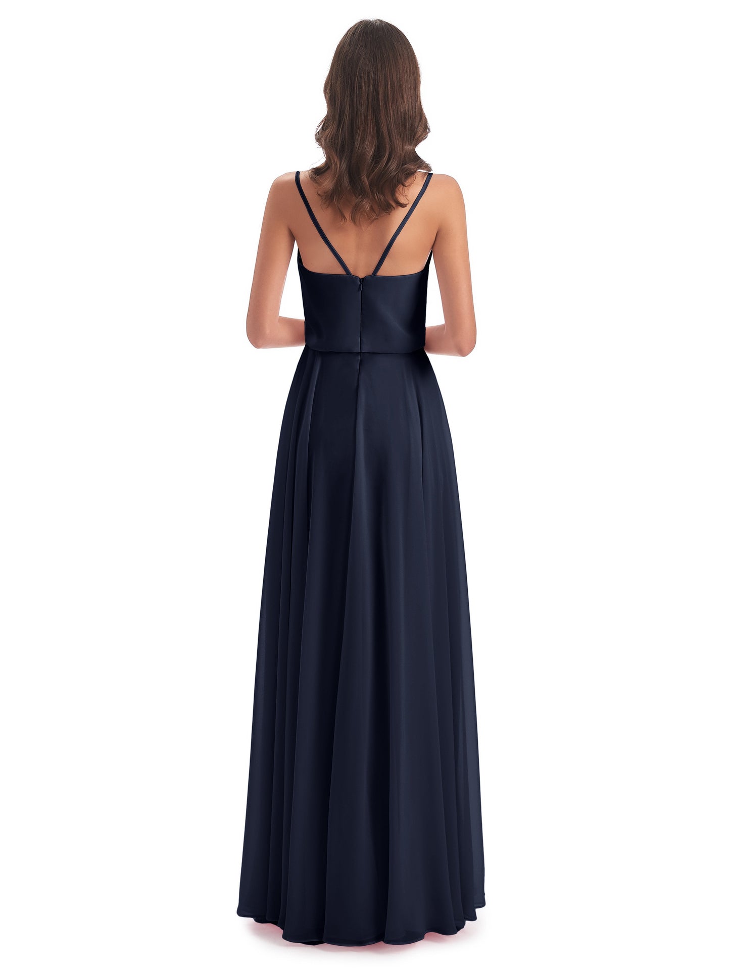 Leah Floor Length Spaghetti Straps Chiffon Bridesmaid Dresses