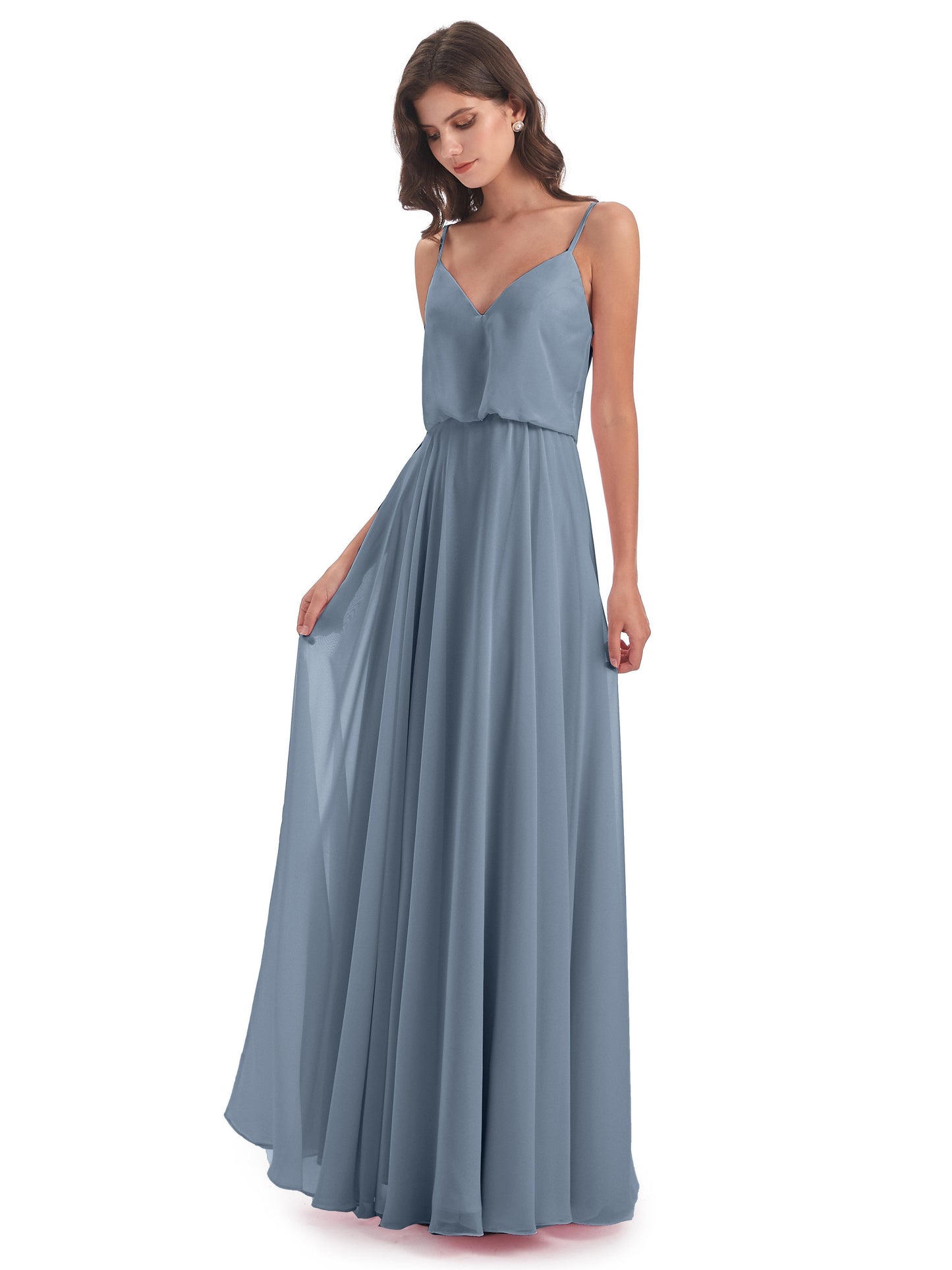 Leah Floor Length Spaghetti Straps Chiffon Bridesmaid Dresses