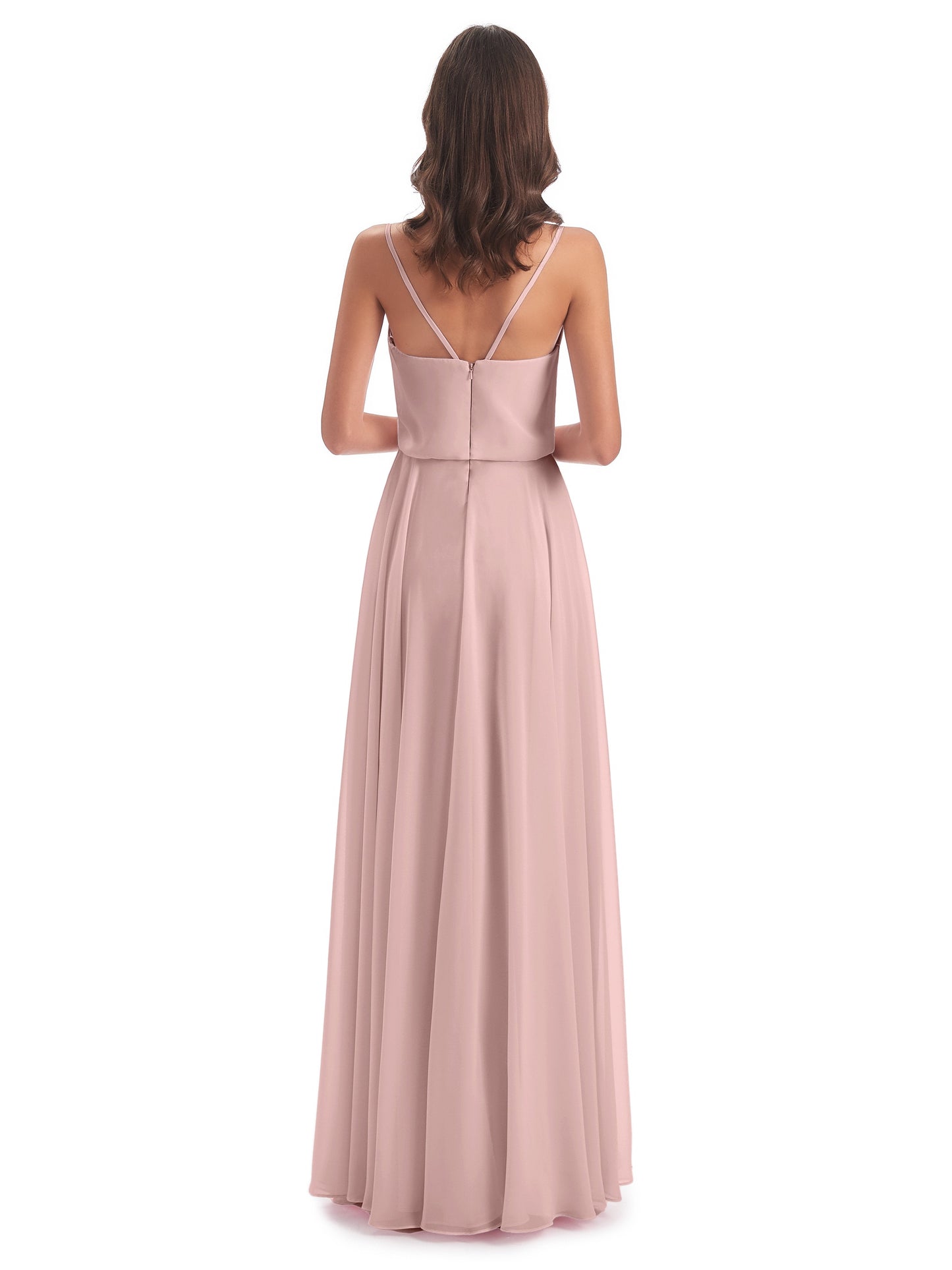 Leah Floor Length Spaghetti Straps Chiffon Bridesmaid Dresses
