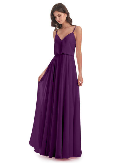 Leah Floor Length Spaghetti Straps Chiffon Bridesmaid Dresses